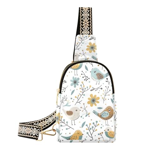 Trendige kleine Umhängetasche mit Vogelmotiv, Leder, zum Wandern, Vogel-Motiv von aidingzhi