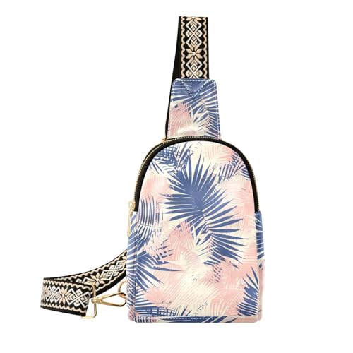 Trendige tropische pfirsichblaue Bauchtasche, Umhängetasche, modische Bauchtaschen für Damen für Reisen, Tropisches Pfirsichblau von aidingzhi