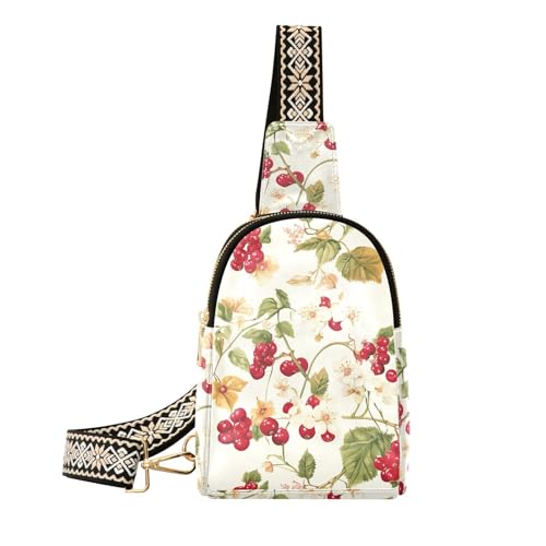 Trendiger Damen-Bauchtasche mit Cranberry-Motiv, Beige, Fresh Highbush Cranberry Fruit Beige Trendiger Damen-Bauchtasche mit Cranberry-Motiv, Beige, Fresh Highbush Cranberry Fruit Beige von aidingzhi