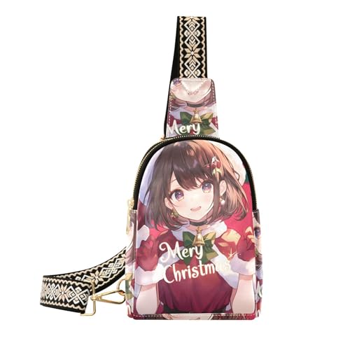 Trendiger niedlicher roter Weihnachts-Anime-Girl-Gürteltasche, Windel, modischer Rucksack für Damen zum Wandern von aidingzhi
