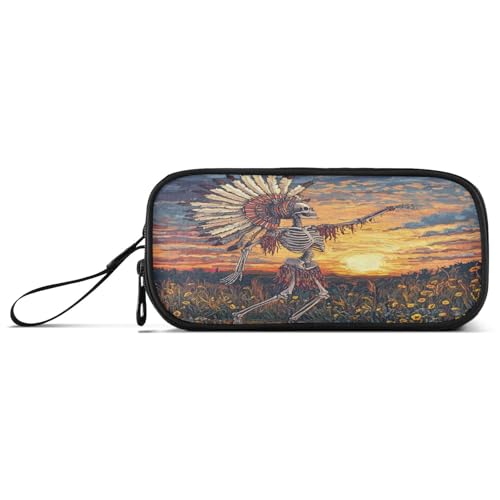 Tribal Tanzendes menschliches Skelett Ölgemälde Nylon Federmäppchen Federmäppchen Große Kapazität Kunst Federmäppchen Schule Schreibwaren für Büro Mädchen von aidingzhi