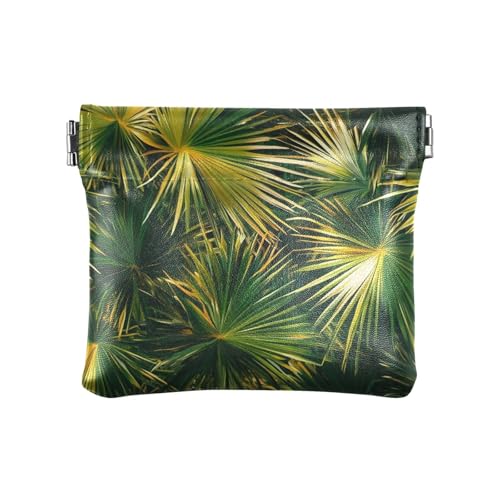 Tropische grüne Blätter, Geldbörse für Damen, Leder, niedlich, Kartenhalter, Schlüssel-Organizer für Frauen und Mädchen, Tropische grüne Blätter, Dekoration von aidingzhi