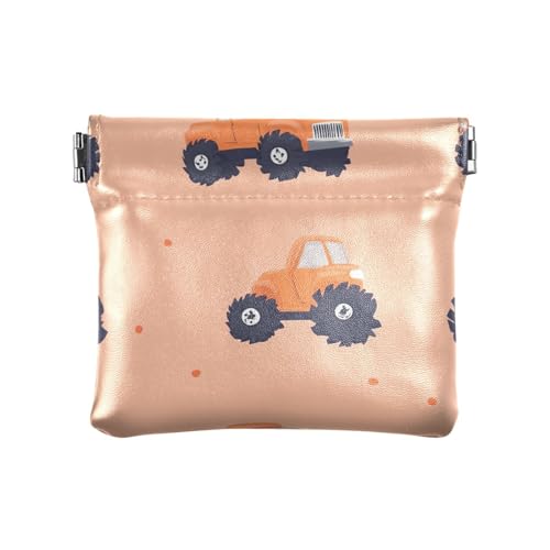 Trucks Car Peach Damen Leder Münzgeldbörse Wasserdicht Mini Make-up Tasche für Frauen Mädchen von aidingzhi