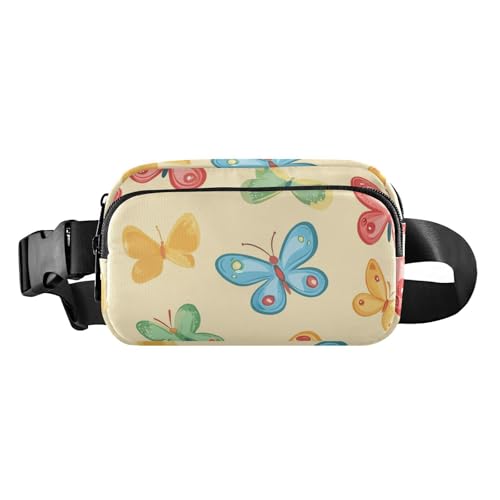 Umhängetasche, Motiv: Schmetterlinge, Cartoon-Stil, trendige Umhängetasche, Hüfttasche für Damen und Herren, wasserabweisend, Umhängetasche mit verstellbarem Riemen für Shopping, Sport, Arbeit Umhängetasche, Motiv: Schmetterlinge, Cartoon-Stil, trendige Umhängetasche, Hüfttasche für Damen und Herren, wasserabweisend, Umhängetasche mit verstellbarem Riemen für Shopping, Sport, Arbeit von aidingzhi