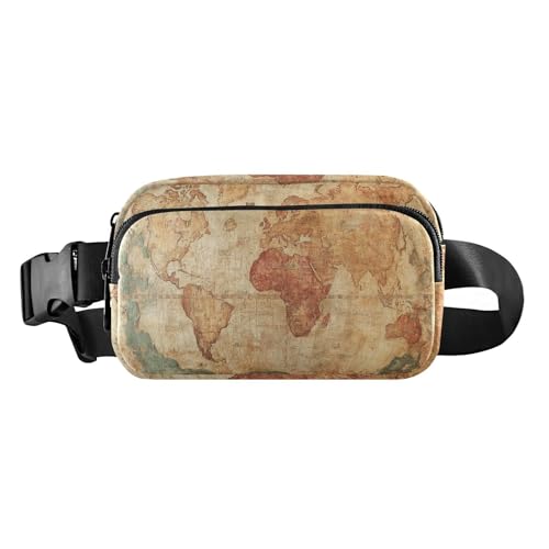 Umhängetasche im Retro-Stil, Motiv: alte Karte, trendige Umhängetasche, Hüfttasche für Damen, Herren, Teenager, Mehrzweck-Gürteltasche mit verstellbarem Riemen für Reisen, Urlaub, Laufen von aidingzhi