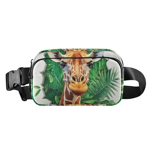 Umhängetasche mit 3D-Loch-Motiv, weiße Wand, Tier-Giraffe, modische Umhängetasche, Hüfttasche für Männer und Frauen, Mehrzweck-Umhängetasche mit verstellbarem Riemen für Workout, Laufen, Wandern von aidingzhi