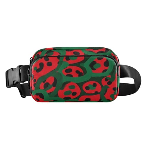 Umhängetasche mit Leopardenmuster, für Damen und Herren, kleine Crossbody-Sporttasche mit verstellbarem Riemen, für Workout, Laufen, Wandern, Rot und Grün Umhängetasche mit Leopardenmuster, für Damen und Herren, kleine Crossbody-Sporttasche mit verstellbarem Riemen, für Workout, Laufen, Wandern, Rot und Grün von aidingzhi