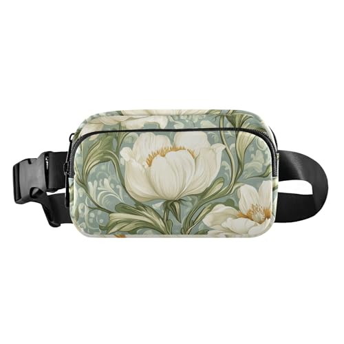 Umhängetasche mit Vintage-Blumenmuster, trendige Umhängetasche, Hüfttasche für Herren und Damen, Mehrzweck-Gürteltasche mit verstellbarem Riemen für Reisen, Einkaufen, Laufen von aidingzhi