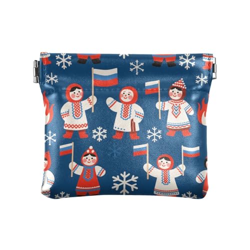 Unabhängigkeitstag Blau Weiß Rot Puppe PU Leder Kleine Münzbörse Niedlich Mini Kleingeld Geldbörse Münzfach für Frauen Mädchen von aidingzhi