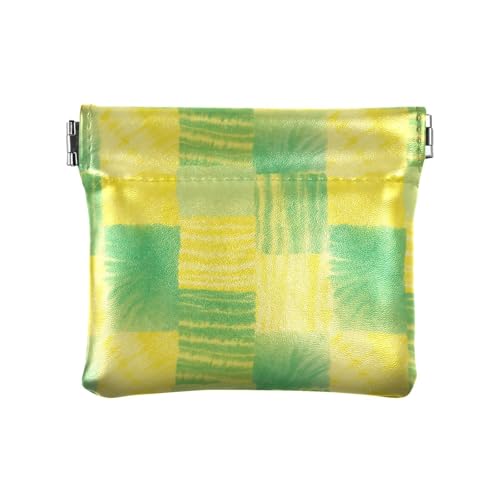 Unregelmäßige Batikfärbung in gelblich-grün, kleine Leder-Münzgeldbörse, tragbare Kartenetuis, Geldorganizer für Mädchen, Damen, Handtasche von aidingzhi