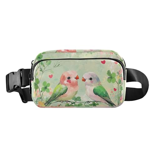 Valentine Clover Blumen Love Bird trendige Bauchtasche für Männer und Frauen, kleine Schultertasche, Reisezubehör mit verstellbarem Gurt für Workout, Laufen, Wandern Valentine Clover Blumen Love Bird trendige Bauchtasche für Männer und Frauen, kleine Schultertasche, Reisezubehör mit verstellbarem Gurt für Workout, Laufen, Wandern von aidingzhi