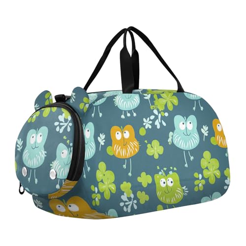 Vierblättriges Kleeblatt Lustiger kleiner Turnbeutel mit Schuhfach, leichte Wochenend-Übernachtung, Tragetasche für Jungen und Mädchen, Vierblättriges Kleeblatt lustig von aidingzhi