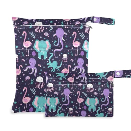 Wasserdichte Tasche für nasse Badeanzüge, 2 Stück, Wickeltasche mit Griffen zum Baden, Yoga (Tiere) von aidingzhi