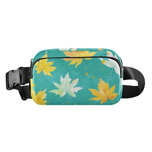 Watercolo modische Hüfttasche für Damen und Herren, kleine Umhängetasche, mit verstellbarem Gurt, für Reisen, Urlaub, Laufen, Weiß / Gelb von aidingzhi