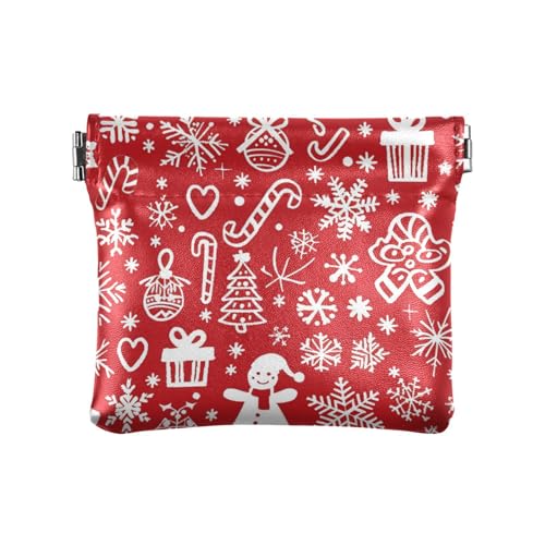 Weihnachts-Icons Schneeflocken Geschenk Damen Kleine Leder Kleingeld Geldbörse Wasserdicht Kartenhalter für Frauen Mädchen von aidingzhi