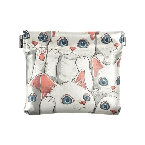 Weiße süße Katze, Kätzchen, Damen, klein, Leder, Kleingeldbörse, niedliche Kosmetiktaschen für Frauen Weiße süße Katze, Kätzchen, Damen, klein, Leder, Kleingeldbörse, niedliche Kosmetiktaschen für Frauen von aidingzhi