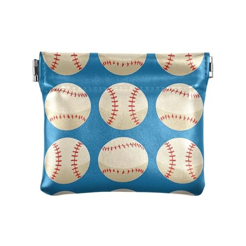 White Baseball Damen PU Leder Münzgeldbörse ausgefallene Kosmetiktaschen für Frauen von aidingzhi