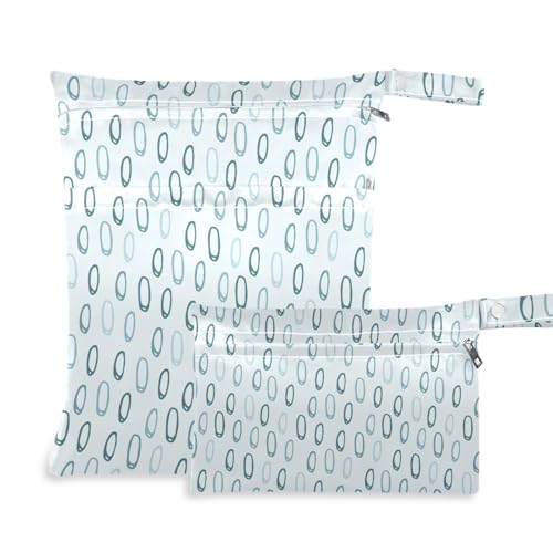 Wiederverwendbare Wickeltasche, 2 Stück, wesentliche Gegenstände mit Griffen zum Baden, Baden (abstrakte Kreise, gezeichnete, kräftige Linien, blau) von aidingzhi