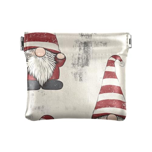 Zwerge mit gestreiftem Hut Rustikaler Stil Damen Leder Münzgeldbörse Einzigartige Kleingeldbörse mit Verschluss für Mädchen Frauen Damen von aidingzhi