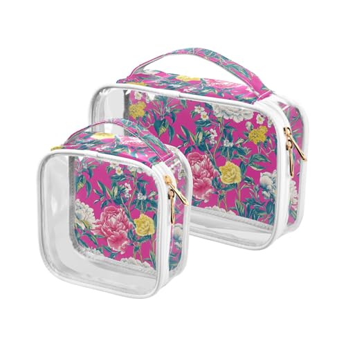 aidingzhi 2 transparente Herren-Kulturbeutel, TSA-geprüft, transparent, Reise-Kosmetik, Reisezubehör, Pfirsichblumen, japanischer Stil, Pfirsichblumen, japanischer Stil von aidingzhi