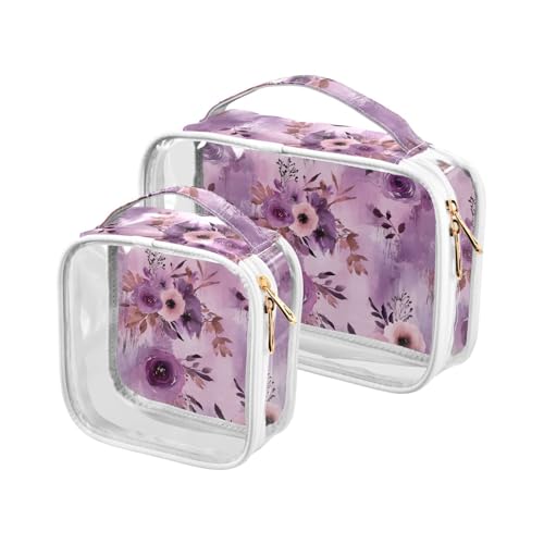 aidingzhi 2 transparente Herren-Kulturbeutel, TSA-geprüft, transparent, Reise-Make-up-Tasche, Rasierutensilien, Lila, Retro-Stil, alte Blumenblüten, Violette Retro-Blumenblüten aidingzhi 2 transparente Herren-Kulturbeutel, TSA-geprüft, transparent, Reise-Make-up-Tasche, Rasierutensilien, Lila, Retro-Stil, alte Blumenblüten, Violette Retro-Blumenblüten von aidingzhi