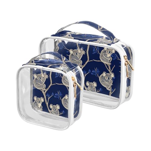 aidingzhi 2 transparente Herren-Kulturbeutel, TSA-geprüft, transparent, groß, für Flughafen, Fluggesellschaften, Koala-Kunsttiere, Blau, Koala Art Tiere, Blau von aidingzhi