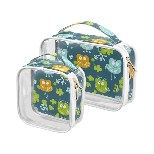 aidingzhi 2 transparente Herren-Kulturbeutel, TSA-geprüft, wiederverwendbar, Reise-Kosmetik, Reisezubehör, vierblättriges Kleeblatt, lustig, 2 Stück, Vierblättriges Kleeblatt lustig von aidingzhi