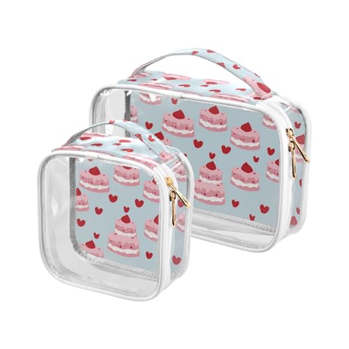 aidingzhi 2 transparente Herren-Kulturbeutel, TSA-geprüft, wiederverwendbar, für Damen, Flughafen, Fluggesellschaften, niedlicher blauer Kuchen, Niedlicher blauer Kuchen von aidingzhi