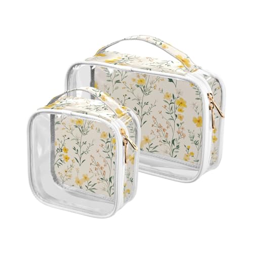 aidingzhi 2 transparente Herren-Kulturbeutel, TSA-zugelassen, multifunktional, Kosmetiktasche, Reisezubehör, Frühlingsblumen, Schöne Frühlingsblumen von aidingzhi