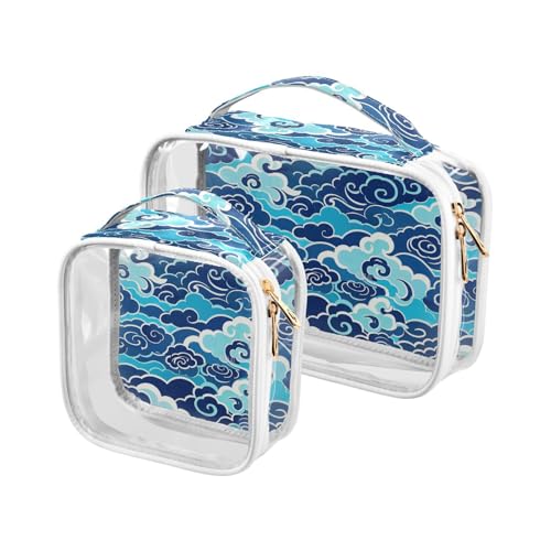 aidingzhi 2 transparente Herren-Kulturbeutel, TSA-zugelassen, multifunktional, für Flughafen, Fluggesellschaften, entspricht chinesischem Wolkenmuster, Chinesisches Kulturwolkenmuster von aidingzhi