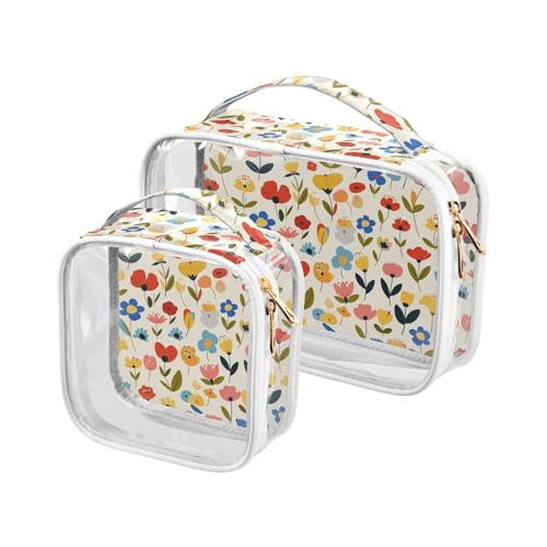 aidingzhi 2 transparente Herren-Kulturbeutel, TSA-zugelassen, tragbare Reise-Make-up-Tasche, Reisezubehör, frische Safari-Blumen, Frische Safari-Blumen von aidingzhi
