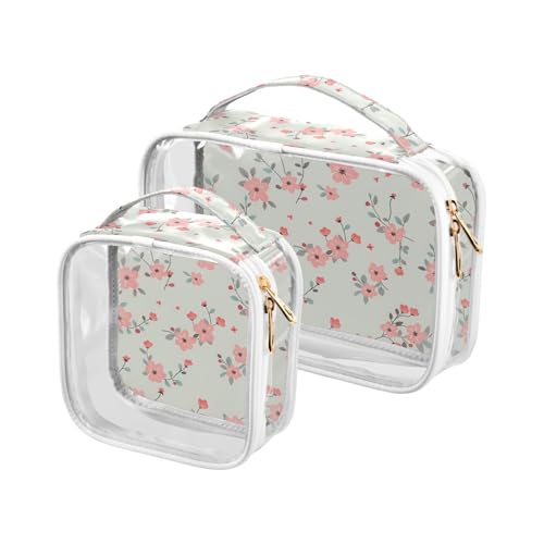 aidingzhi 2 transparente Herren-Kulturbeutel, TSA-zugelassen, transparent, Make-up-Reisetasche, Flughafen, Fluggesellschaften, Blumen, Blumen von aidingzhi
