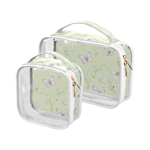 aidingzhi 2 transparente Herren-Kulturbeutel, TSA-zugelassen, wasserabweisend, kleine Kosmetiktasche, Rasierutensilien, grüner Schmetterling, Grün, Grüner Frühlingsschmetterling aidingzhi 2 transparente Herren-Kulturbeutel, TSA-zugelassen, wasserabweisend, kleine Kosmetiktasche, Rasierutensilien, grüner Schmetterling, Grün, Grüner Frühlingsschmetterling von aidingzhi