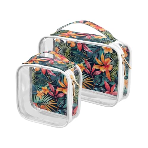 aidingzhi 2 transparente Herren-Kulturbeutel, TSA-zugelassen, wasserabweisend, kleine Make-up-Tasche, Rasierutensilien, Pflanzen, Pflanzen von aidingzhi