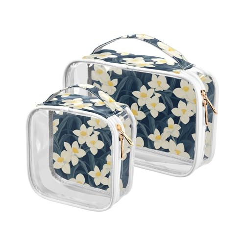 aidingzhi 2 transparente Herren-Kulturbeutel, TSA-zugelassen, wasserdicht, Make-up-Tasche, Rasierutensilien, Narzisse, Marineblau, Narzisse Marineblau von aidingzhi