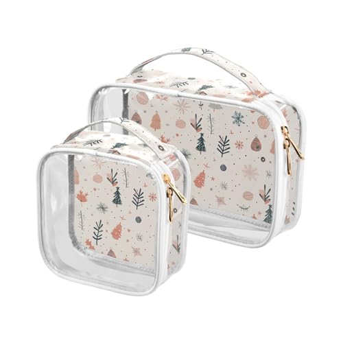 aidingzhi 2 transparente Kulturbeutel, groß, TSA-geprüft, tragbar, transparente Kosmetiktasche für Herren, Rasierset, Merry Christmas Elements, Frohe Weihnachtselemente von aidingzhi