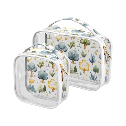 aidingzhi 2 transparente Kulturbeutel für Damen, TSA-zugelassen, wasserdicht, Make-up-Reisetasche, Reisezubehör, niedlicher Baum, Western-Stil, Niedlicher Baum im Western-Stil aidingzhi 2 transparente Kulturbeutel für Damen, TSA-zugelassen, wasserdicht, Make-up-Reisetasche, Reisezubehör, niedlicher Baum, Western-Stil, Niedlicher Baum im Western-Stil von aidingzhi