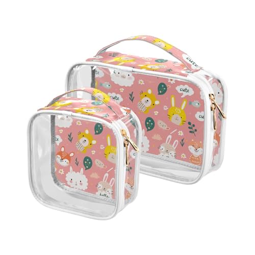 aidingzhi 2 transparente Kulturbeutel für Herren, TSA-zugelassen, wasserabweisend, kleine Make-up-Tasche, Rasierset, niedlich, Niedlich von aidingzhi