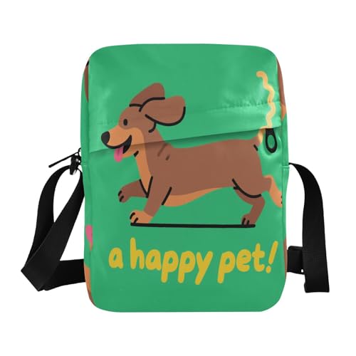 aidingzhi A Happy Dackel Do Herren-Umhängetasche, Umhängetasche, Handtasche, verstellbarer Riemen, für Outdoor-Sport, Freizeit von aidingzhi