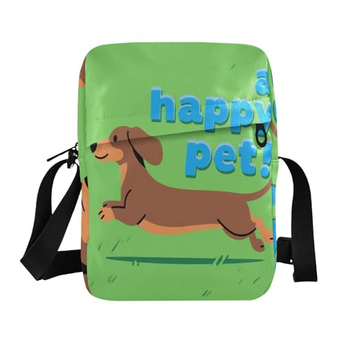 aidingzhi A Happy Pet kleine Kuriertasche für Damen, Schultertasche, modische Geldbörse, verstellbarer Riemen, für Schule, Freizeit von aidingzhi