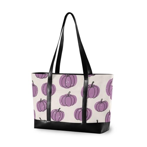 aidingzhi Aktentasche mit künstlichen Pailletten, Kürbis, Lavendel, Herbst, stabile Aktentasche mit Reißverschluss, strukturierte Tragetasche für College, mit Windel von aidingzhi