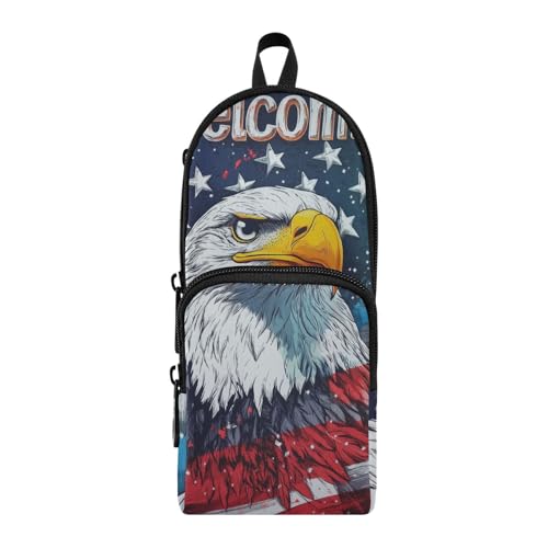 aidingzhi America Bird Federmäppchen aus Nylon, 3 Fächer, Mehrzweck- und ästhetisches Federmäppchen für Schule, Schreibwaren, Organizer für die High School von aidingzhi