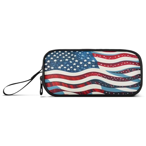 aidingzhi Amrica Flagge, Nylon-Stift-Aufbewahrungstasche, große Kapazität, Federmäppchen für Teenager, Mädchen, Schreibwarentasche für adrette Schuljungen von aidingzhi