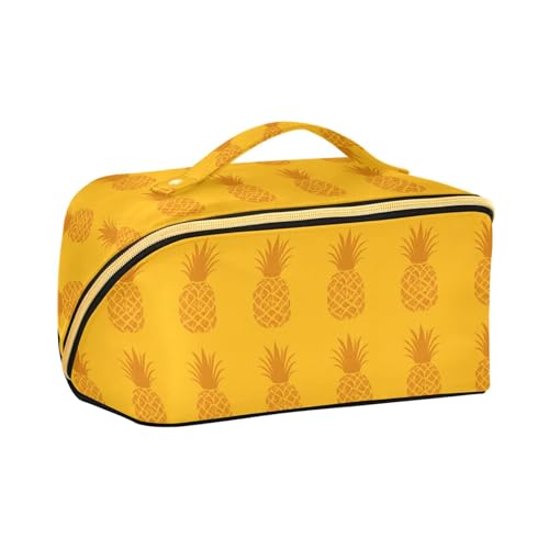 aidingzhi Ananas-Kosmetiktasche mit Trennwänden, Reißverschluss, Make-up-Tasche für Damen, mit Fächern und Griff von aidingzhi