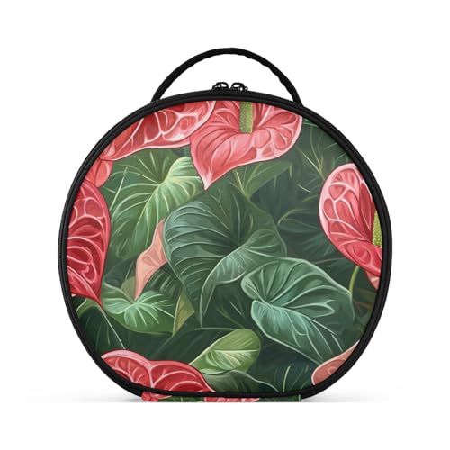aidingzhi Anthurium Kosmetiktasche für Damen, vertikal, freistehend, wasserdicht, mit verstellbaren Trennwänden, 27,9 cm, Rot / Grün von aidingzhi