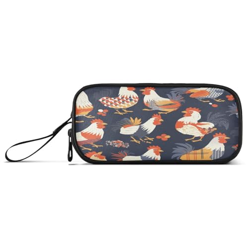 aidingzhi Asthetic Hühner-Federmäppchen aus Nylon, große Kapazität, großes Fassungsvermögen, Federmäppchen mit Reißverschluss, Schreibwaren für Büro und Kinder von aidingzhi