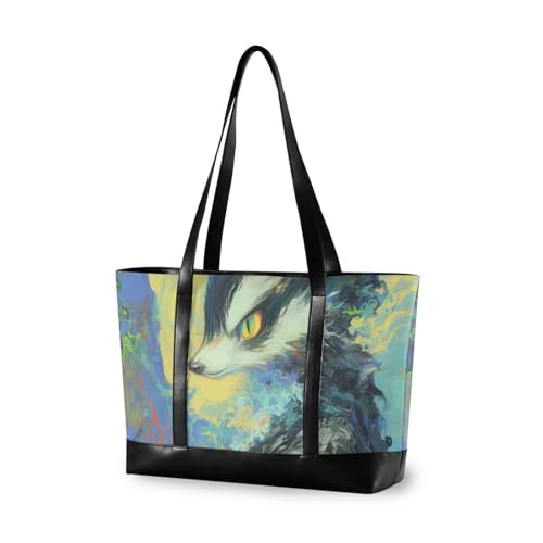 aidingzhi Badger Art Asthetic Tragbare Bürotasche für Damen mit Reißverschluss, Aktentasche für Schule mit Mittagessen von aidingzhi