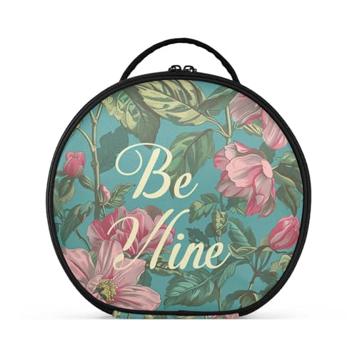 aidingzhi Be Mine Kosmetiktasche mit Blumenmuster im William Morris-Stil, blaugrün, pfirsichfarben, Reisegröße, Zubehör, Reißverschluss, Reisetaschen für Damen, mit verstellbaren Trennwänden, 27,9 cm von aidingzhi