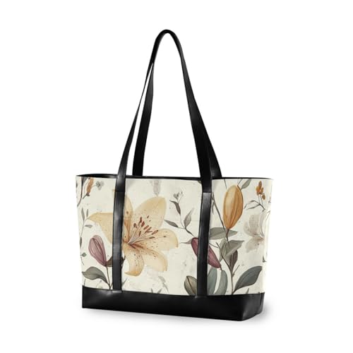 aidingzhi Beauty Frühlingsblumen-Retro-Tragetasche für Damen, große Kapazität, mit Reißverschluss, professionelle Tragetasche für Mama mit Mittagessen von aidingzhi