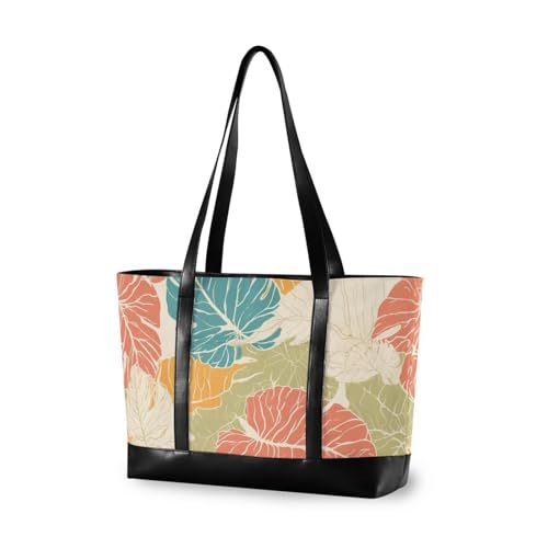 aidingzhi Beige einfache Palmenblätter, tragbare Tasche für Damen, 35,6 cm, mit Reißverschluss, Canvas-Tragetasche für Reisen aidingzhi Beige einfache Palmenblätter, tragbare Tasche für Damen, 35,6 cm, mit Reißverschluss, Canvas-Tragetasche für Reisen von aidingzhi